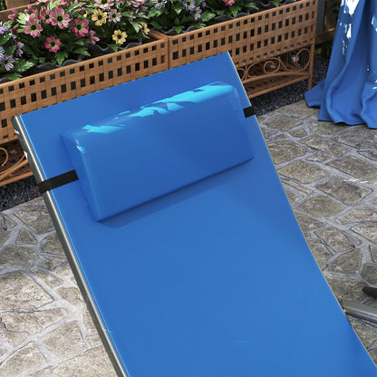 Set of 2 Garden Sun Loungers, Folding Chaise Lounge Chairs, Blue