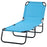 Folding Chaise Lounge Pool Chairs, Outdoor Sun Tanning Chairs, Reclining Back, Steel Frame & Breathable Mesh, Sky Blue