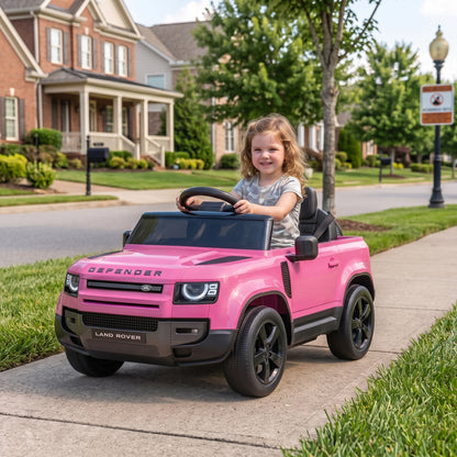 Land Rover Defender Licensed 12V Kids Ride on Car w/ Remote, Pink