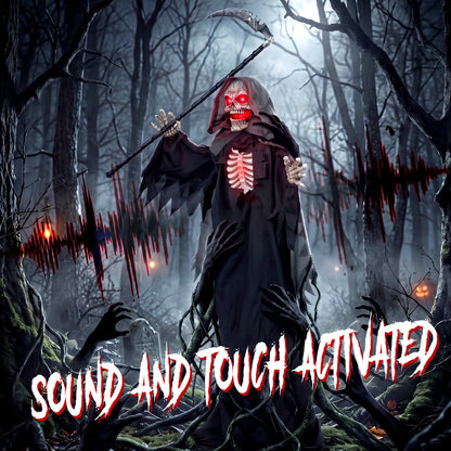 67"/170cm Life Size Animated Grim Reaper Halloween Decoration