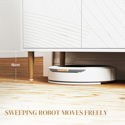 Sideboard Storage Cabinet with 3 Carved Line Doors and 5 Legs White