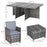 Outdoor 11pc Rattan Garden Furniture Patio Dining Set 10-seater Cube Sofa Weave Wicker 6 Chairs 4 Footrests & 1 Table Mixed Grey