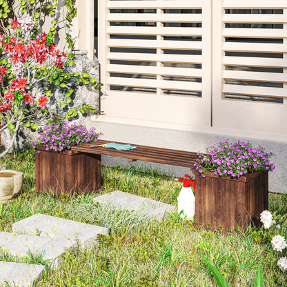 Wooden Garden Planter & Bench Combination Garden Raised Bed