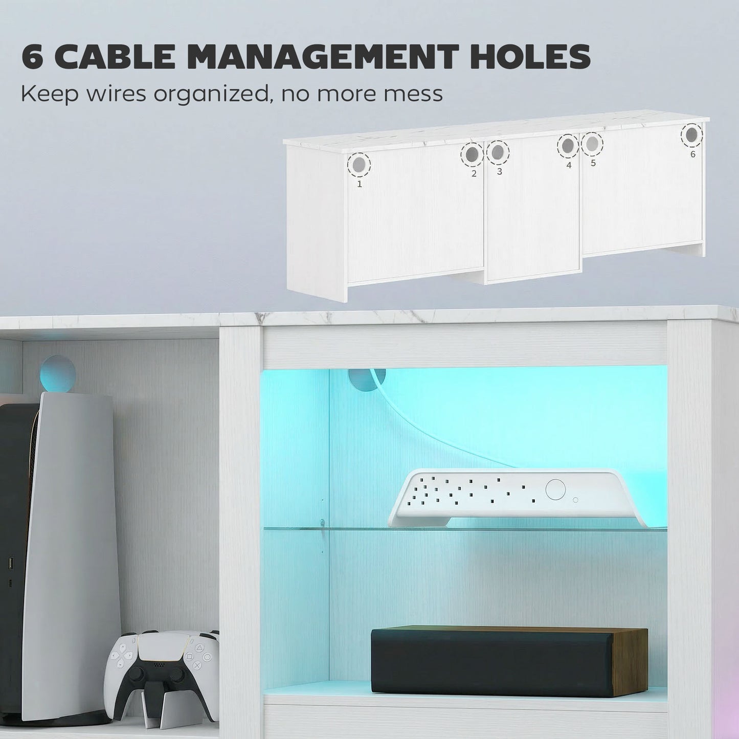 160cm TV Unit w/ LED Lights for 70" TV Modern TV Stand Cabinet