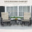 Set of 3 Gliding Chair & Tea Table Set, Outdoor Rocker Set with 2 Armchairs, Tempered Glass Tabletop, Khaki