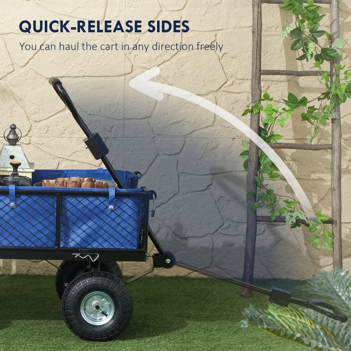 Garden Cart with Removable Liner, Quick-Release Sides, Blue