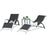 3 Pieces Lounge Chair Set Garden Outdoor Recliner Sunbathing Chair with Table, Black