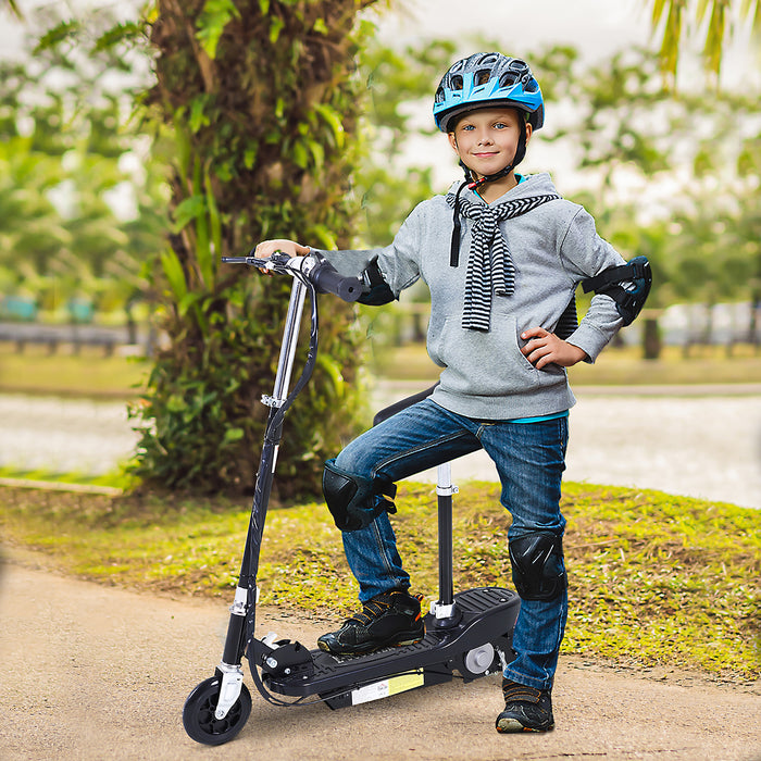 Outdoor Ride On Powered Scooter for kids Sporting Toy 120W Motor Bike 2 x 12V Battery - Black