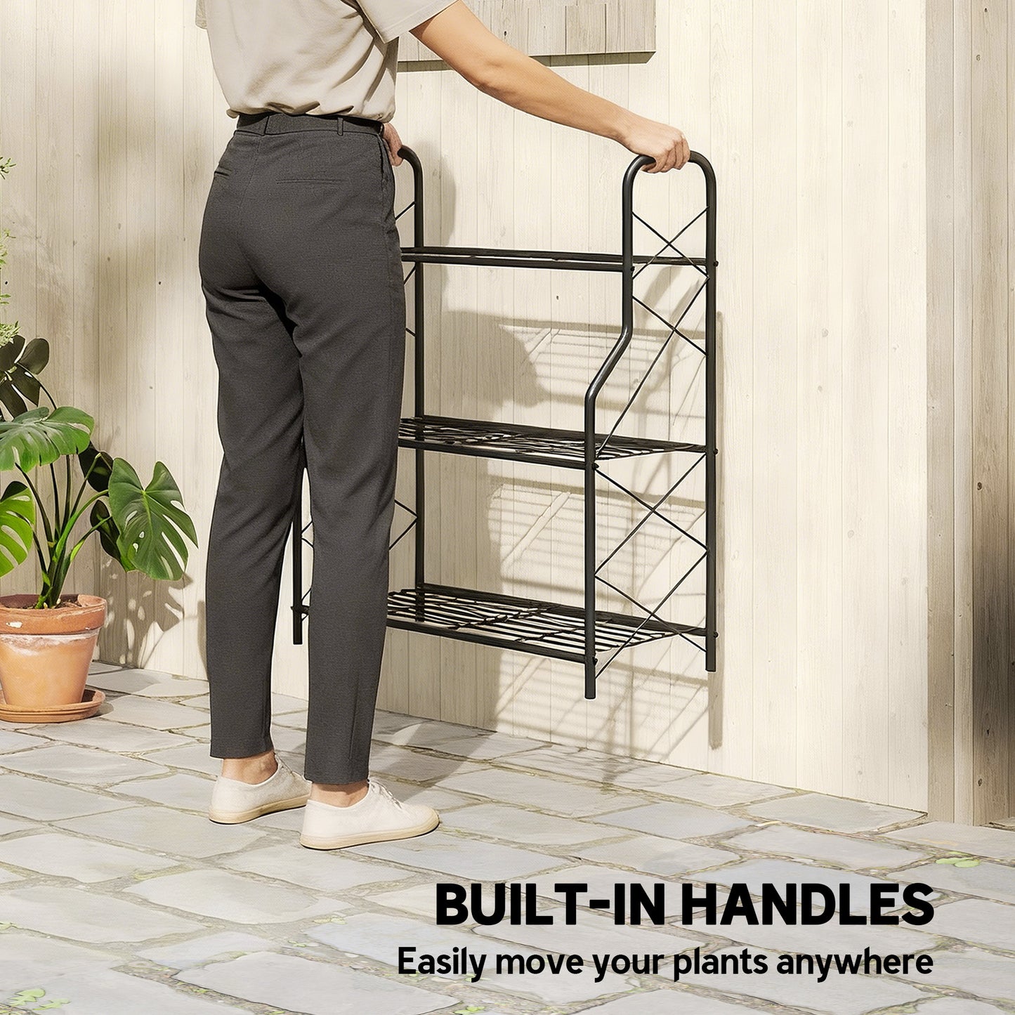 3-Tier Metal Plant Stand, Ladder Shelf Potted Plants Display