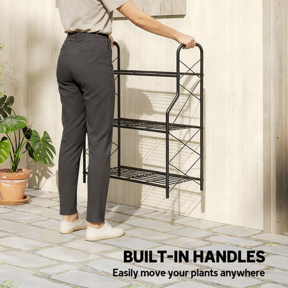 3-Tier Metal Plant Stand, Ladder Shelf Potted Plants Display