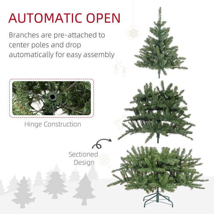 6ft Artificial Christmas Tree with Warm White LED Light, Metal Base