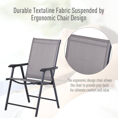 2-PCS Garden Armchairs Outdoor Patio Folding Modern Furniture Grey