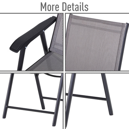 2-PCS Garden Armchairs Outdoor Patio Folding Modern Furniture Grey
