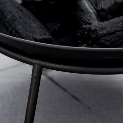 Fire Pit, Portable Firepit with Poker, Black