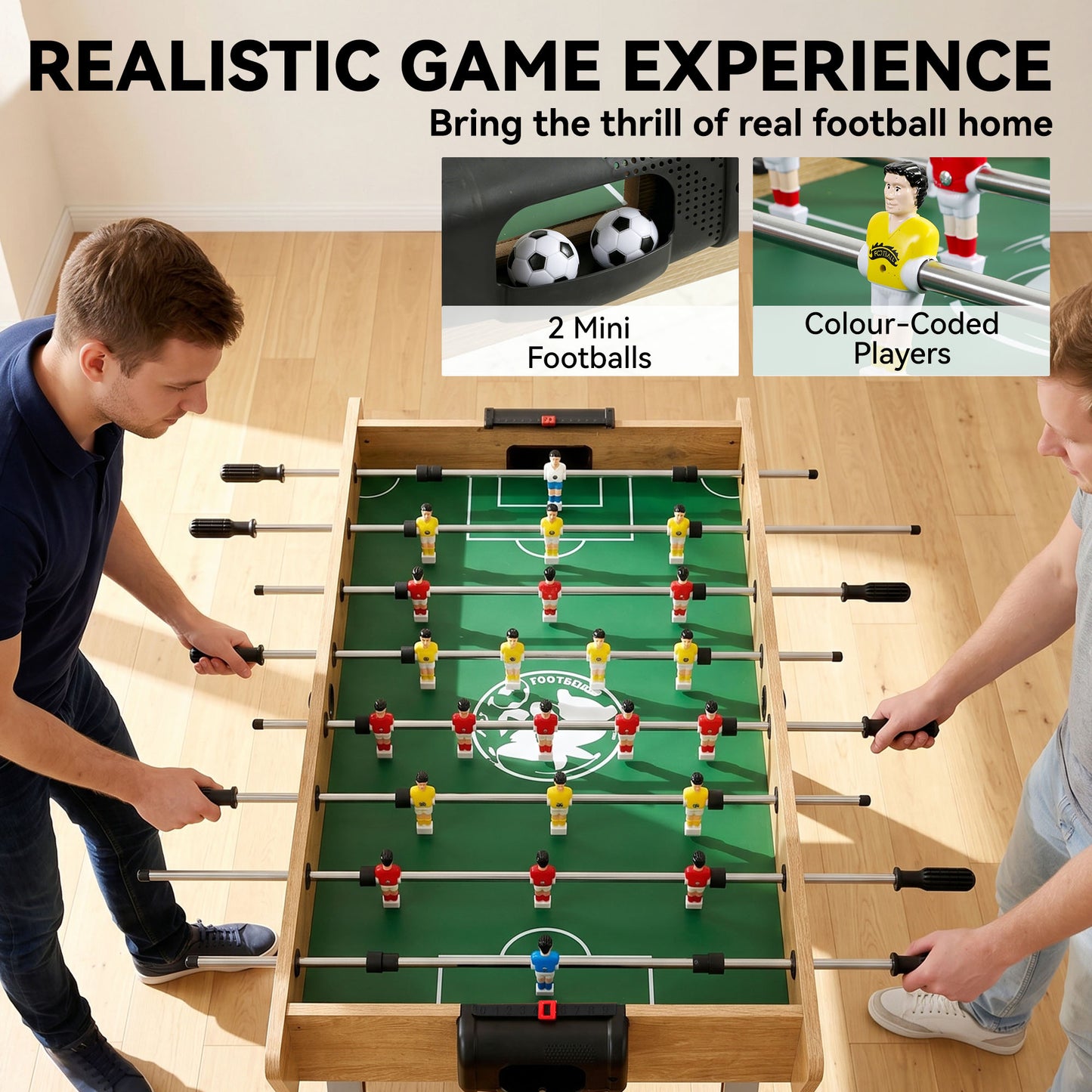 4ft Table Football, Foosball Table Game for Adults, Natural Wood