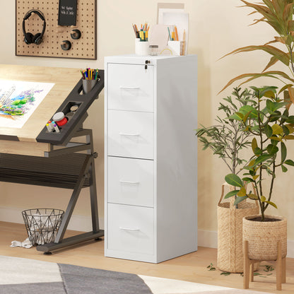 4 Drawer Filing Cabinet Steel File Cabinet for A4 Letter Size White