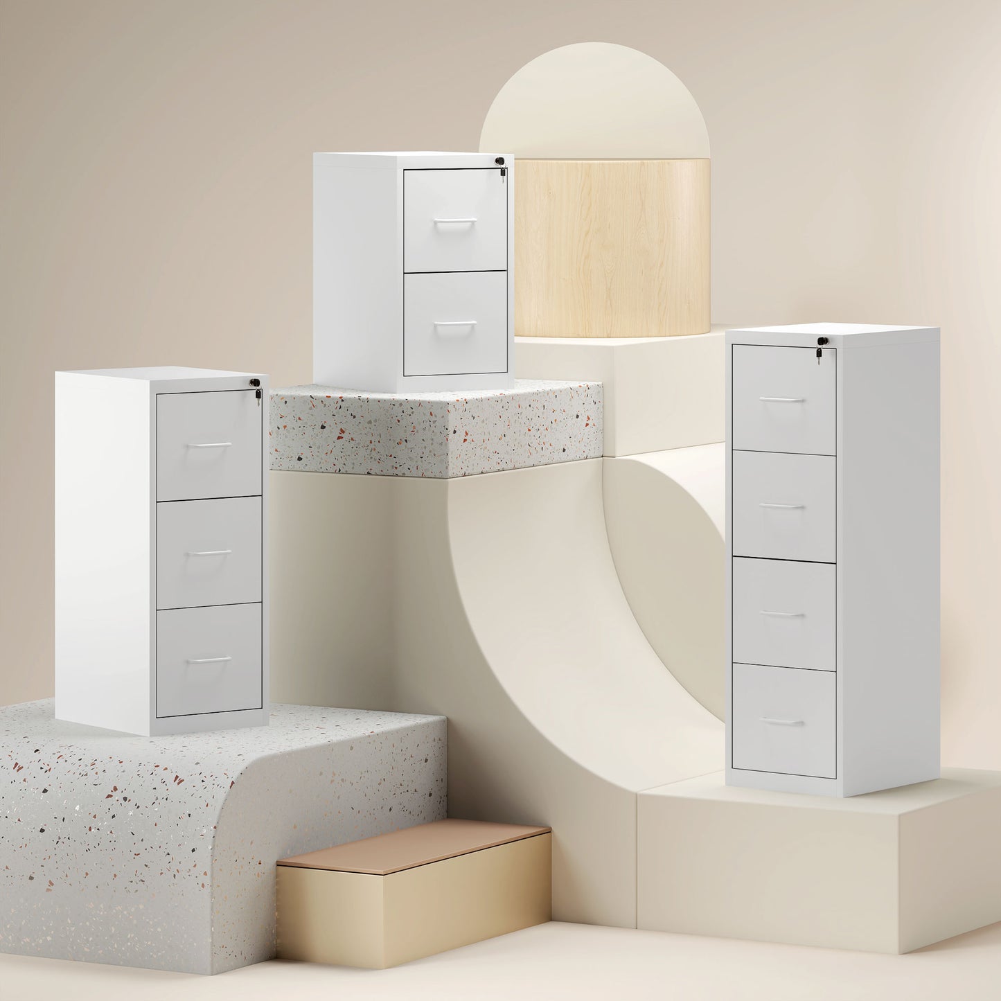 4 Drawer Filing Cabinet Steel File Cabinet for A4 Letter Size White