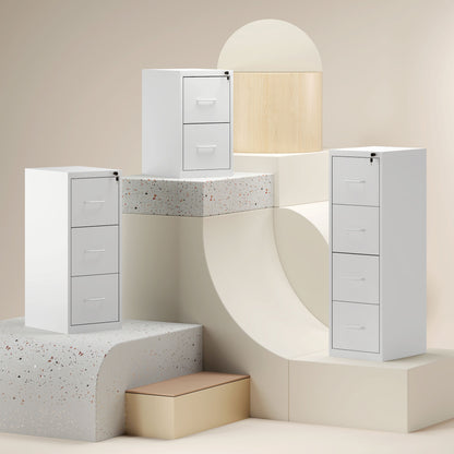 4 Drawer Filing Cabinet Steel File Cabinet for A4 Letter Size White