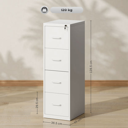 4 Drawer Filing Cabinet Steel File Cabinet for A4 Letter Size White