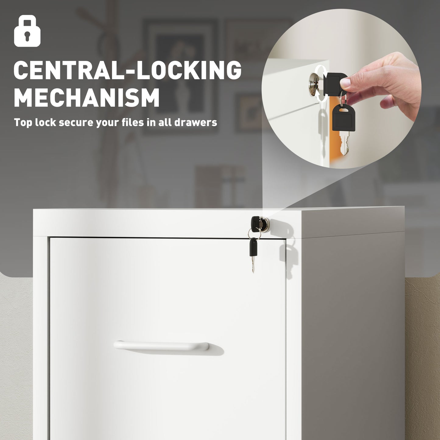 4 Drawer Filing Cabinet Steel File Cabinet for A4 Letter Size White