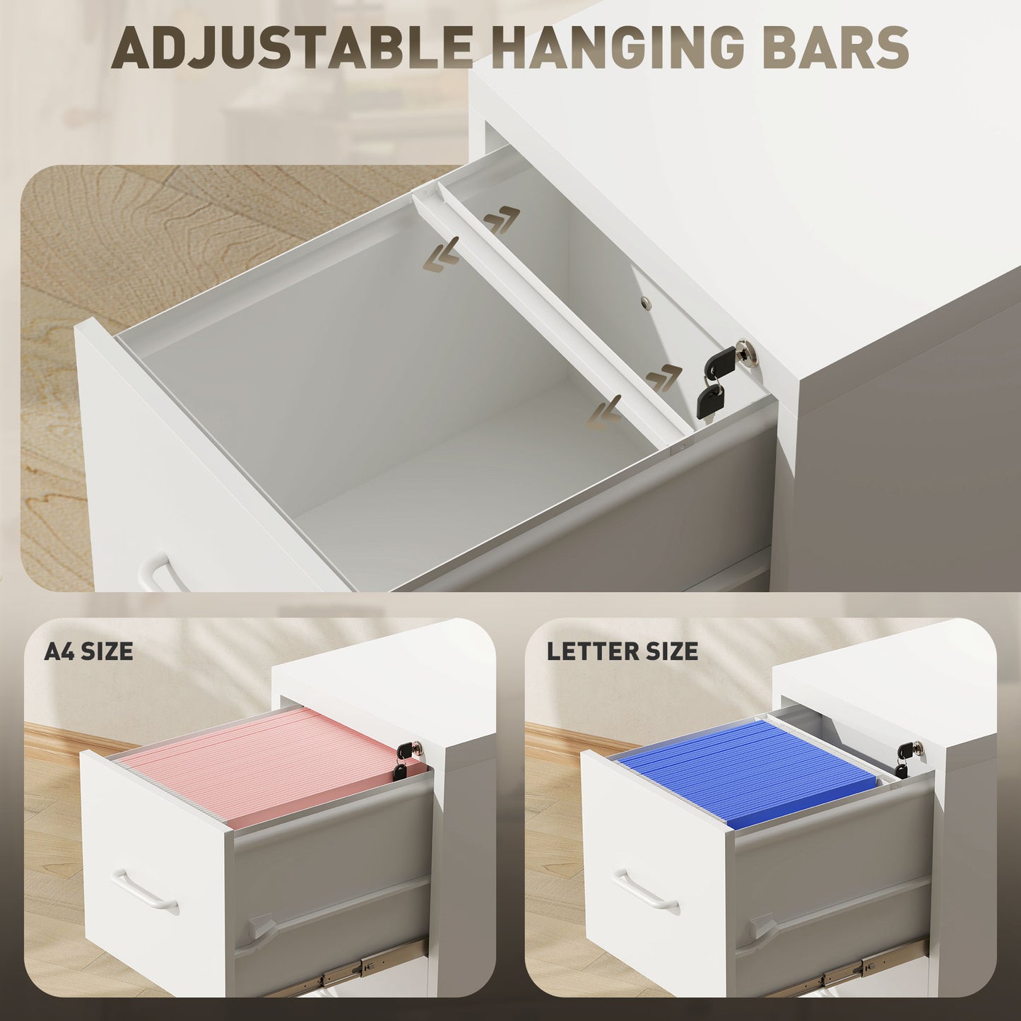 4 Drawer Filing Cabinet Steel File Cabinet for A4 Letter Size White