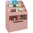 Kids Bookcase, Toy Box w/ Storage Drawer, Wheels for Bedroom - Pink