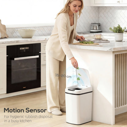 12L Sensor Bin, Automatic Touchless Motion Sensor Kitchen Bin, White