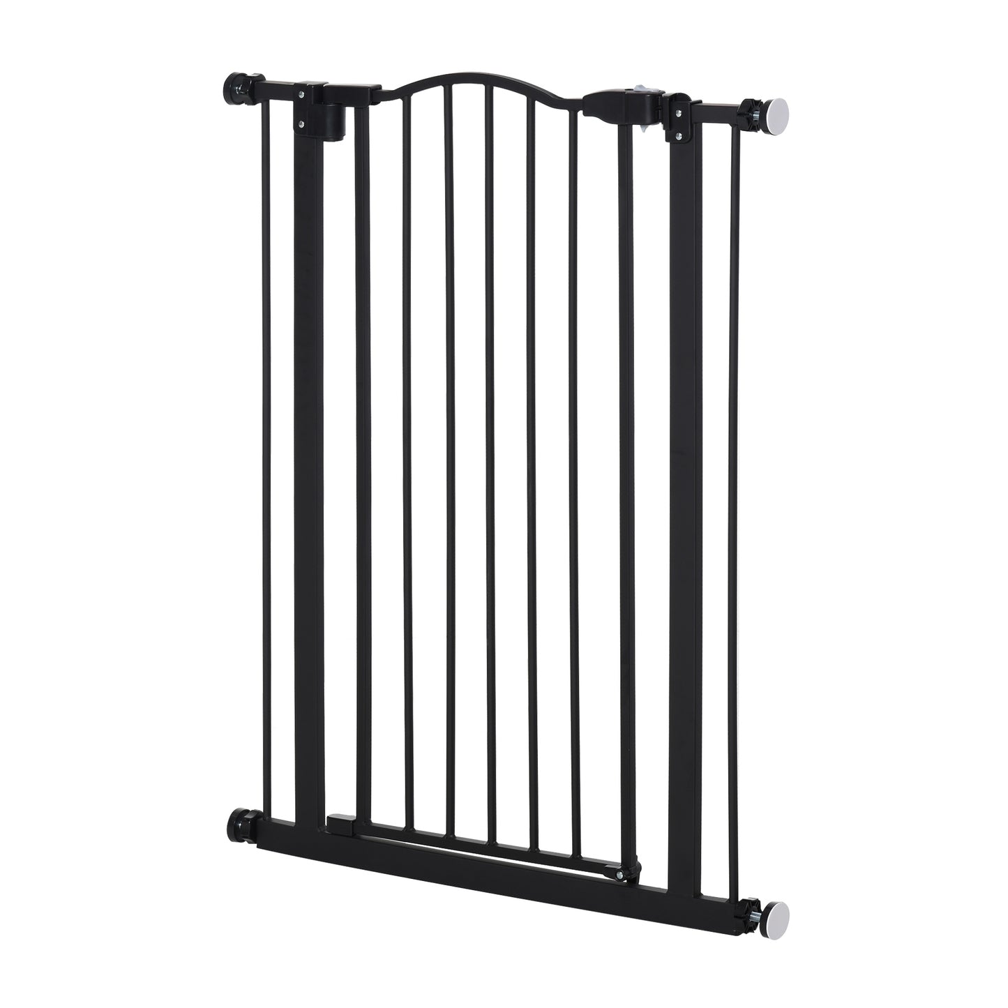 Dog Gate Pressure Fit Pet Tall Stairs Gate Safety Barrier Auto Close, 94cm Extra Tall, 74-80cm Wide, with Double Locking, Black