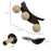 4 Pieces Wall Mounted Cat Shelves, Cat-shaped Platform with Three Scratching Balls, Cat Wall Furniture with Scratching Posts, Tawny Brown