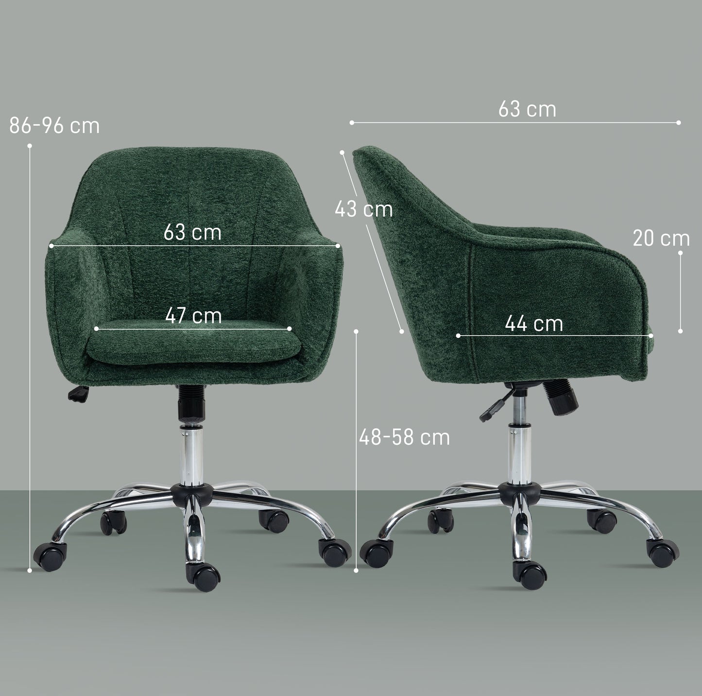 Modern Velvet Office Desk Chair for Bedroom, Living Room, Dark Green