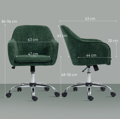 Modern Velvet Office Desk Chair for Bedroom, Living Room, Dark Green