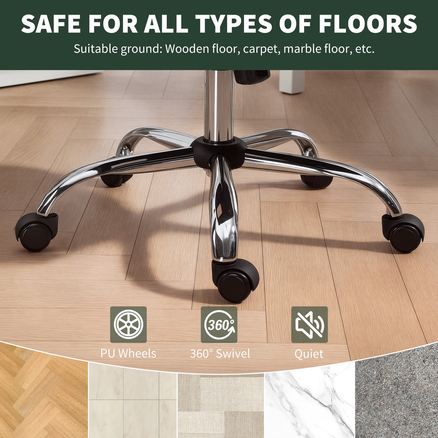 Modern Velvet Office Desk Chair for Bedroom, Living Room, Dark Green