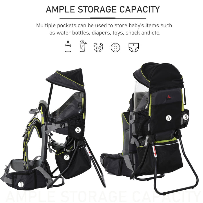 Baby Hiking Backpack Carrier Child Carrier with Ergonomic Hip Seat Detachable Rain Cover Adjustable Straps Stand for Toddler 6-36 Months Black