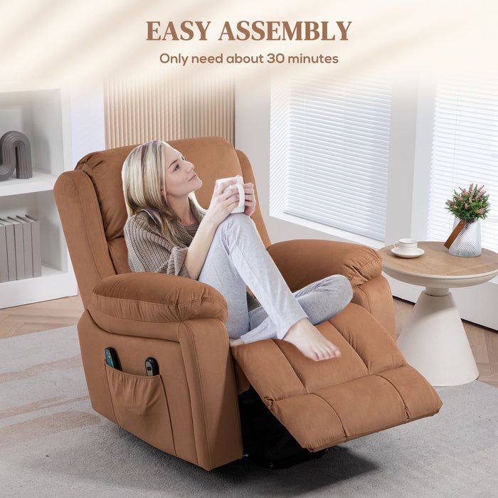 Lift Chair Riser and Recliner Chair with Vibration Massage, Heat, Brown