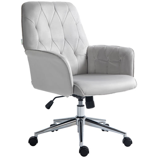 Linen Computer Chair with Armrest, Modern Swivel Chair with Adjustable Height, Grey