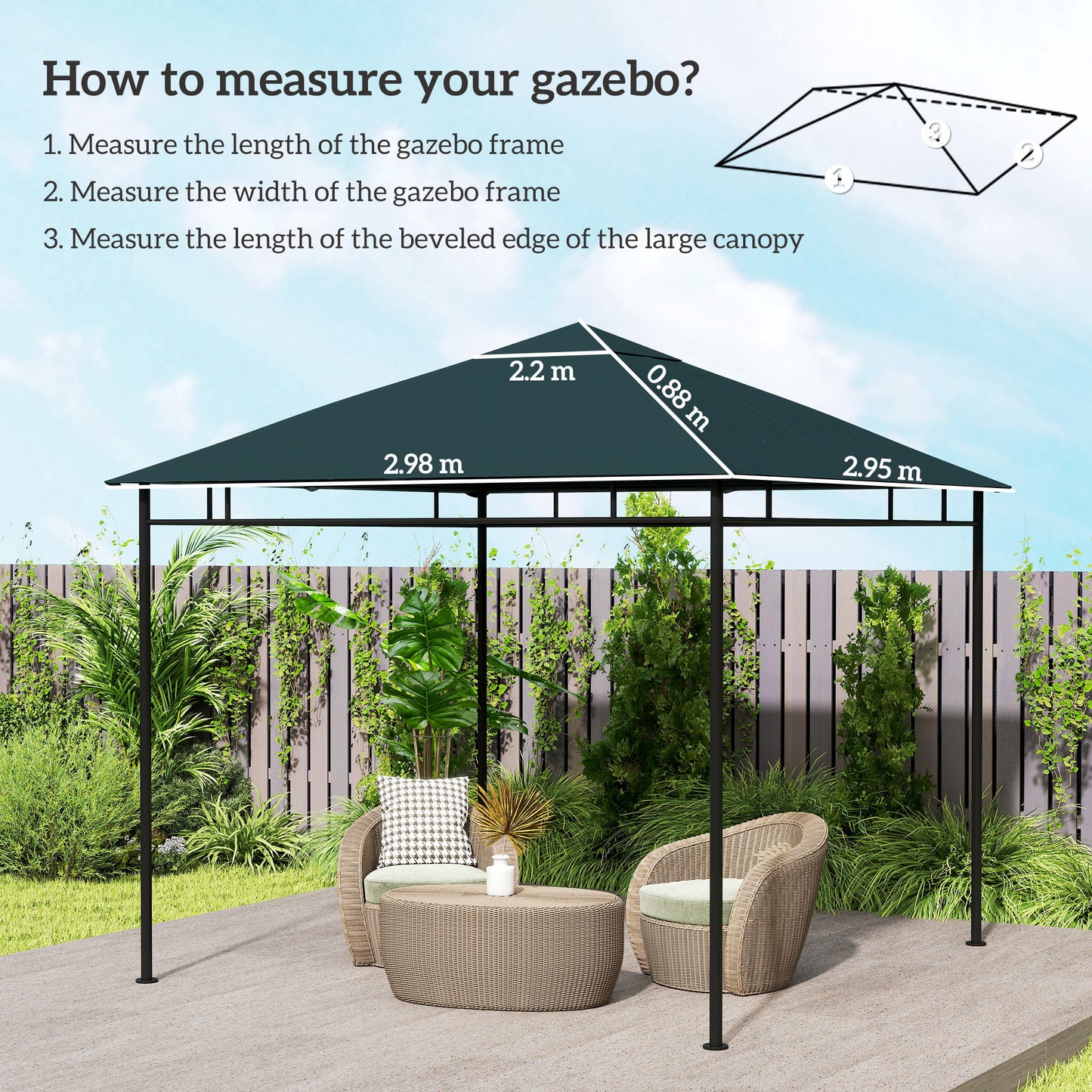 3 x 3 m Gazebo Canopy Replacement Cover, Gazebo Roof Replacement
