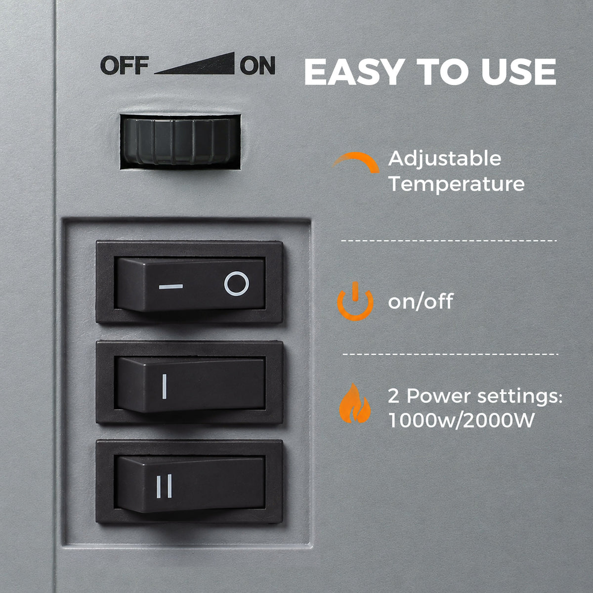 Freestanding Portable Fireplace with Adjustable Thermostat, Grey