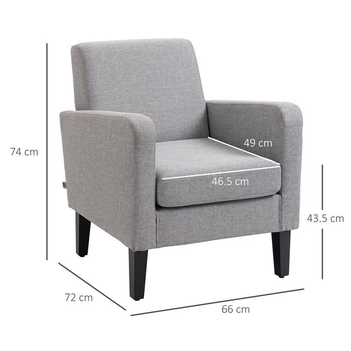 Modern Accent Chair, Occasional Chair with Rubber Wood Legs for Living Room, Bedroom, Grey