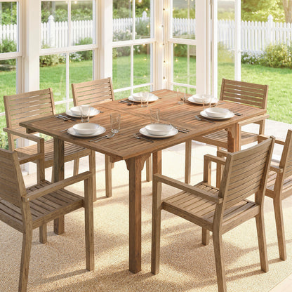 Extending Garden Table, Acacia Wood Outdoor Dining Table for 6-8