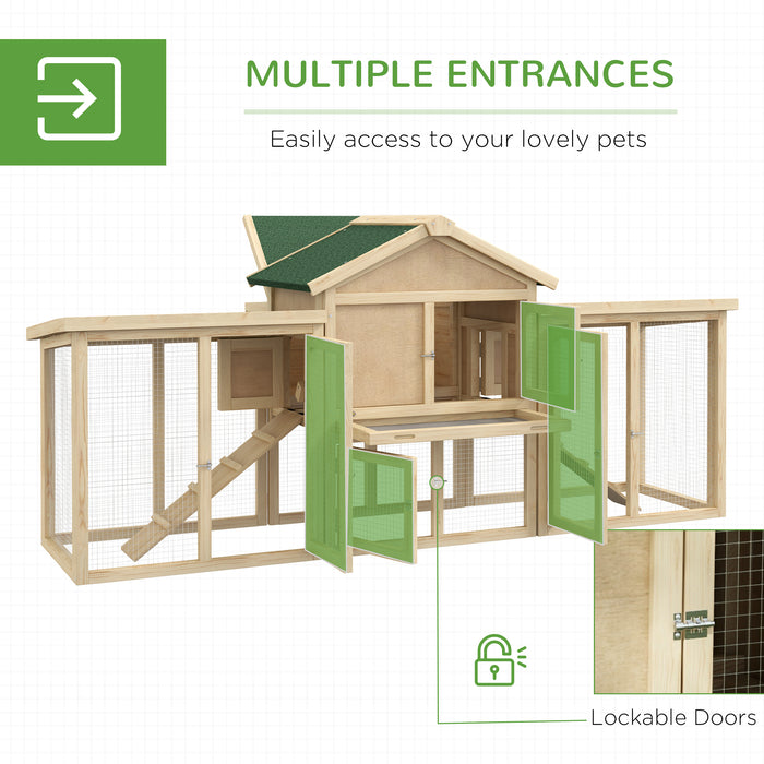 Wood Chicken Coop Hens Cage Poultry House with Nesting Boxes Run