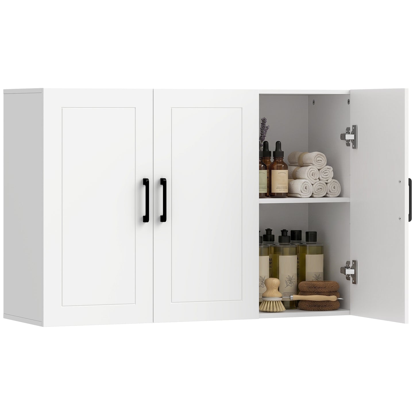Wall Mounted Bathroom Cabinet with Adjustable Shelves, White