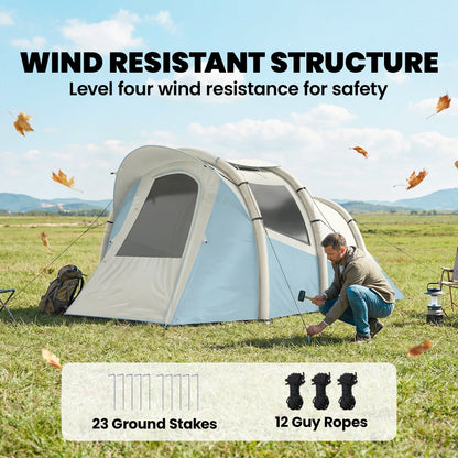 Inflatable Camping Tent w/ Air Pump, 2-3 Person Blow Up Tent, Blue
