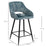 Bar Stools Set of 2, Velvet-Touch Fabric Counter Height Bar Chairs, Kitchen Stools with Steel Legs for Dining Area Blue