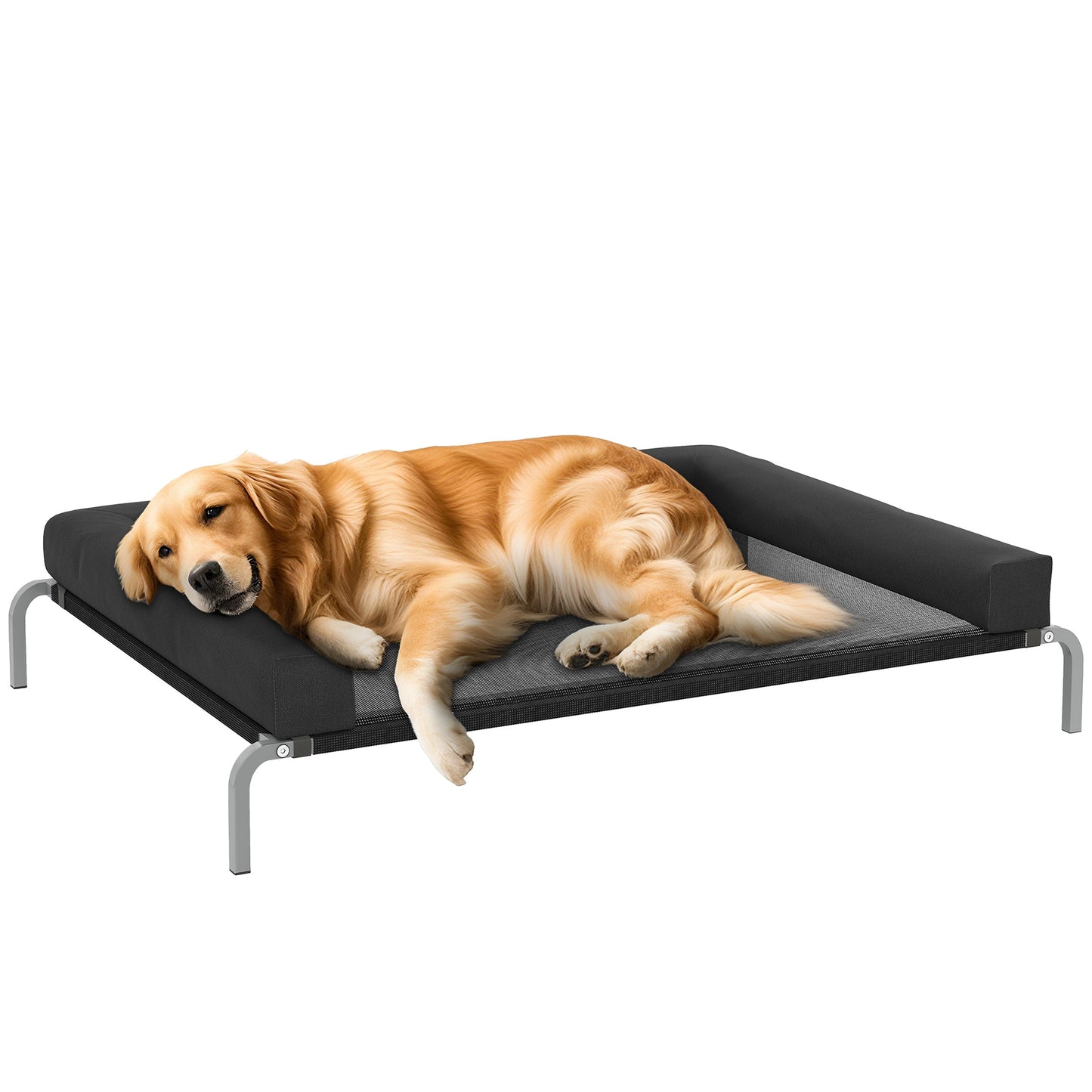 Elevated Dog Bed, Raised Dog Bed with Removable Bolsters