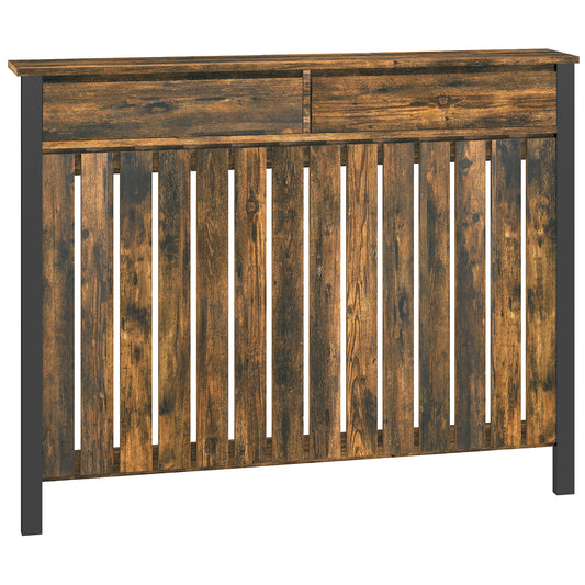Large Radiator Cover with Drawers and Vertical Slats 119 x 19 x 93cm