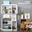 Modern Kitchen Cupboard, Kitchen Storage Cabinet with Microwave Oven Countertop, Drawer, White