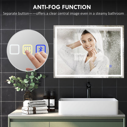 600 x 800 mm Bathroom Mirror with Bluetooth Lights Demister Pad