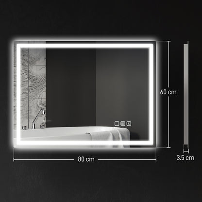 600 x 800 mm Bathroom Mirror with Bluetooth Lights Demister Pad