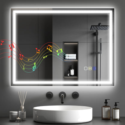 600 x 800 mm Bathroom Mirror with Bluetooth Lights Demister Pad