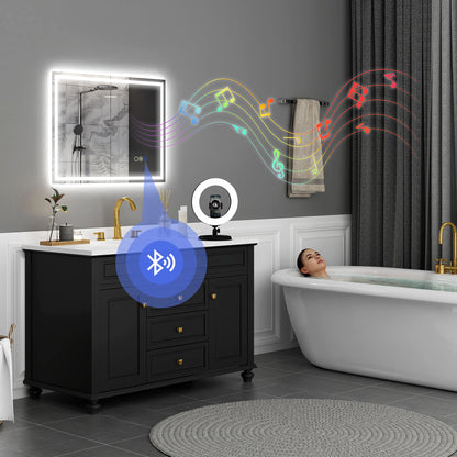 600 x 800 mm Bathroom Mirror with Bluetooth Lights Demister Pad